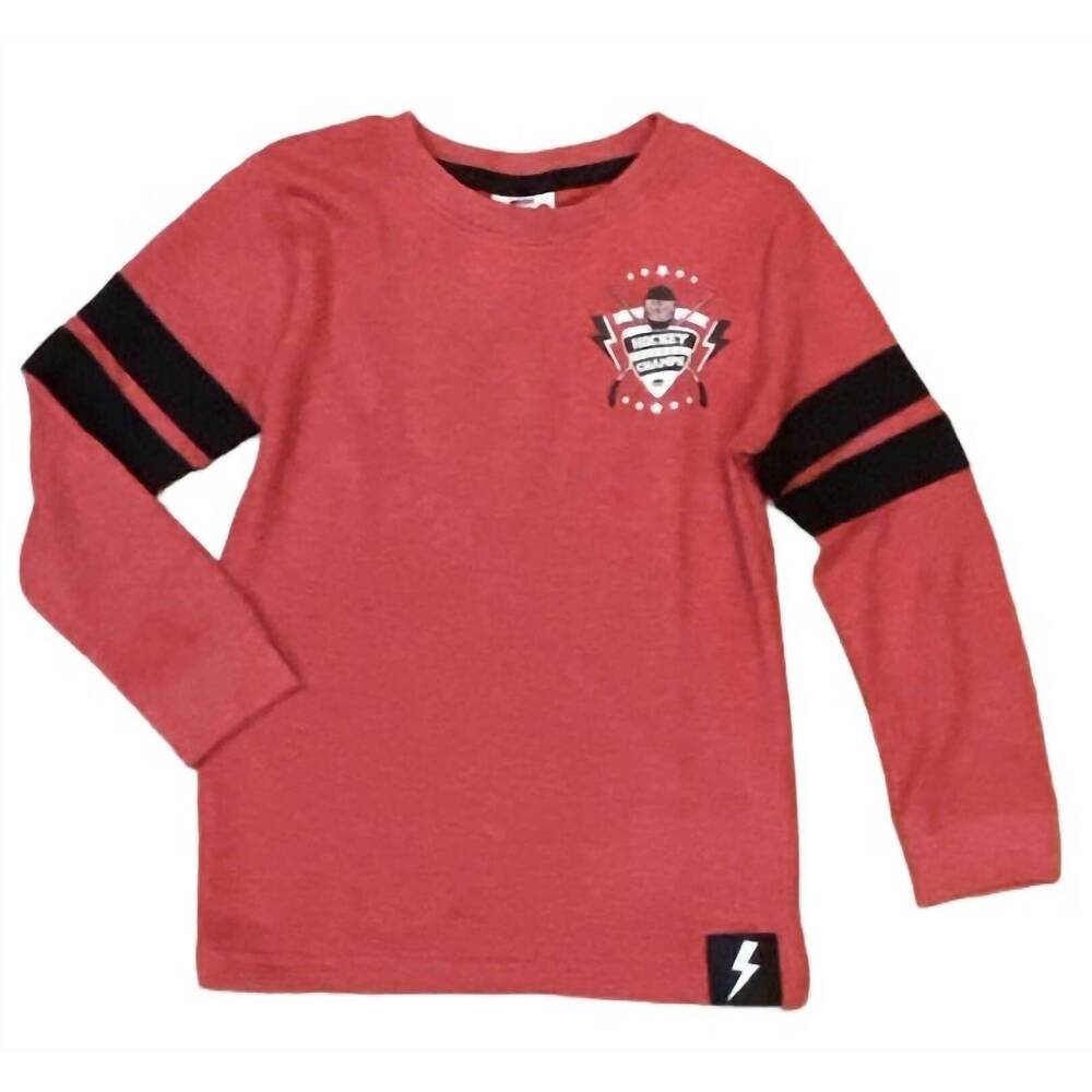 NEW LITTLE MISH boy's hockey champs thermal shirt in red